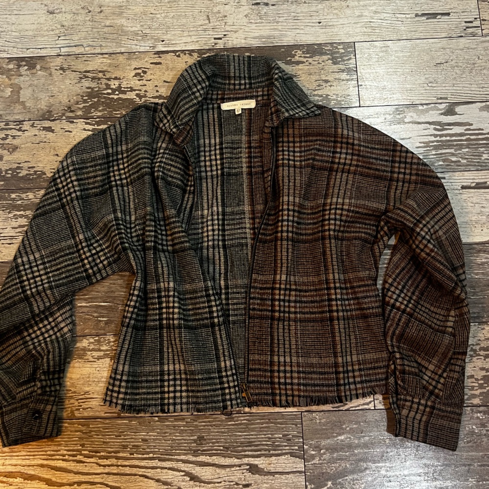 Gilded Intent Two Toned Plaid Full zip Jacket XS